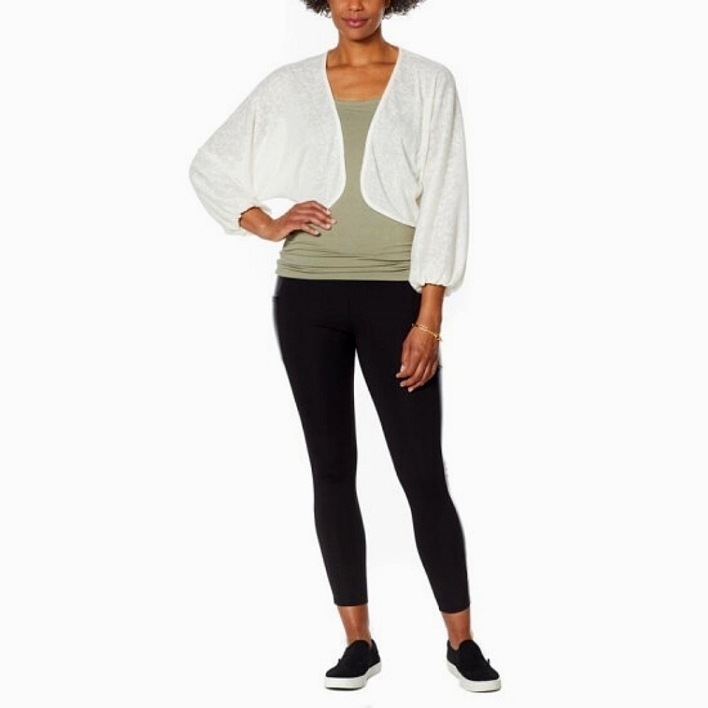G by GUILIANA White Batwing Sleeve Cropped Knit sz 1X Cardigan